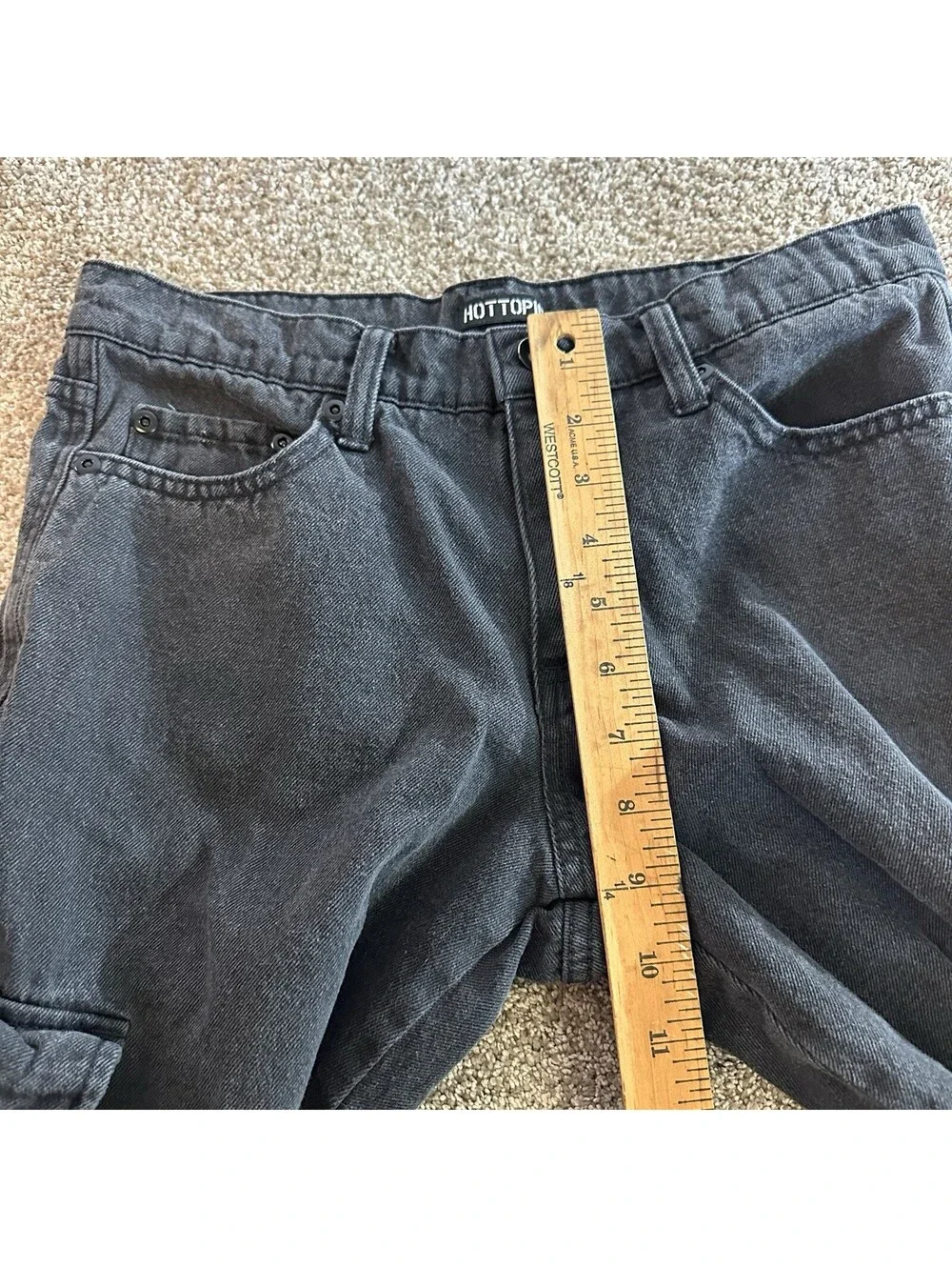 Hot Topic Black Punk Cargo Baggy Jeans Mens 30x31 Distressed Goth Grundge Skater